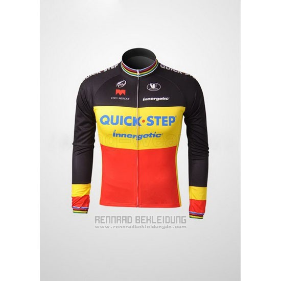 2010 Fahrradbekleidung Quick Step Champion Belgien Trikot Langarm und Tragerhose